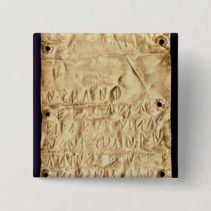 Gold plate with 'brief' Etruscan inscription, from 15 Cm Square Badge