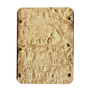 Gold plate with 'brief' Etruscan inscription, from Magnet
