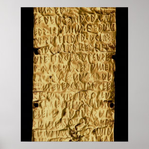 Gold plate with 'lengthy' Etruscan inscription fro Poster