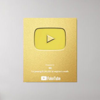 Gold Play Button FakeTube Canvas Print
