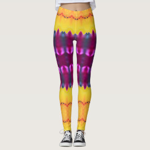 Gold Plum Purple And Turquoise Leggings