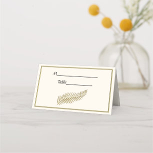 Gold Plume Feather Ivory BG Escort Place Cards