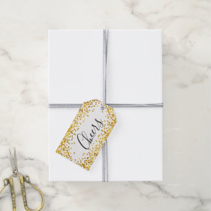 Gold Polka Dot Confetti Happy New Year Gift Tags