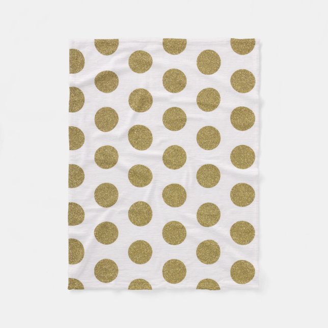 Gold Polka Dot Fleece Blanket Home Decor (Front)