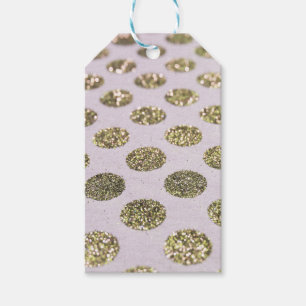 Gold Polka Dot Glitter Look Gift Tags