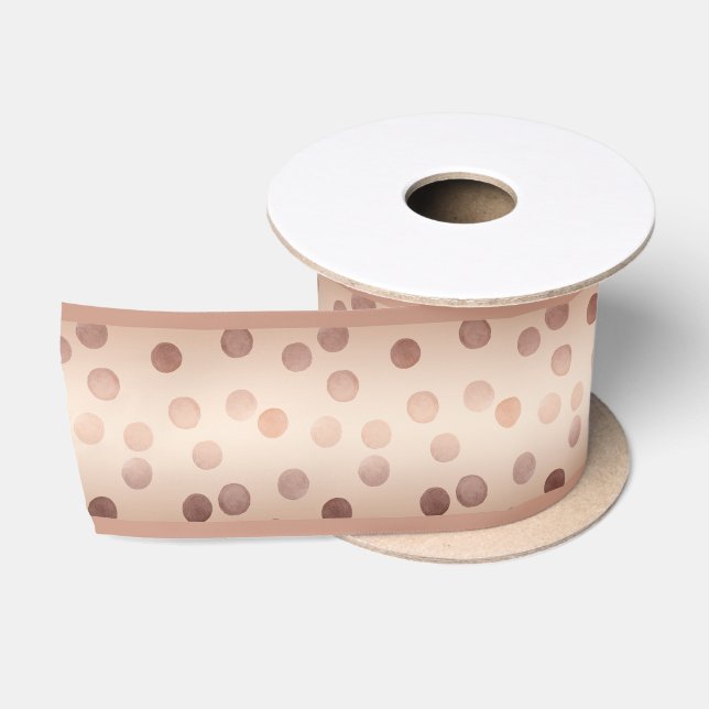 Gold polka dot gradient background satin ribbon (Spool)