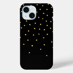 Gold Polka Dot Pattern Tiny Hand Drawn Fading iPhone 15 Case