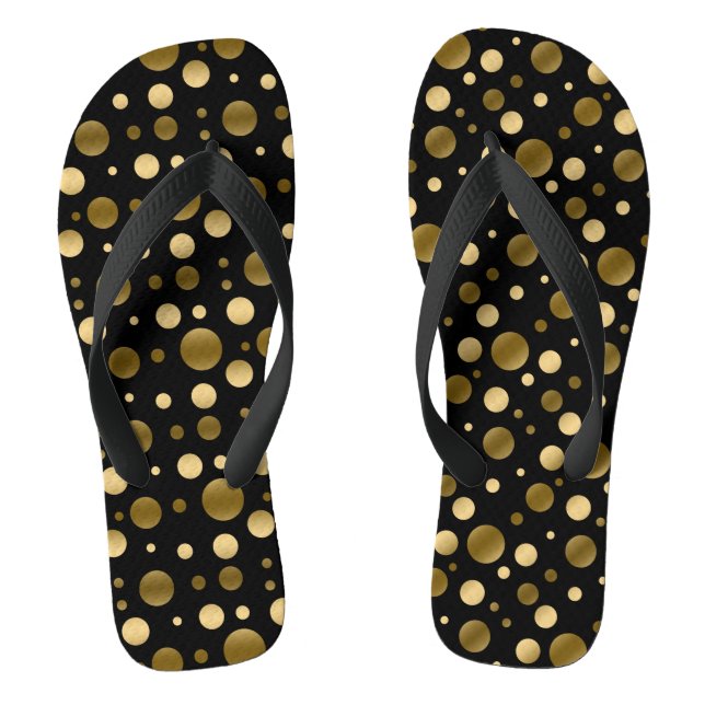 Gold Polka Dot Seamless Pattern Jandals (Footbed)