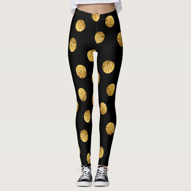 Gold Polka Dot: Sparkling Seamless. Leggings (Front)