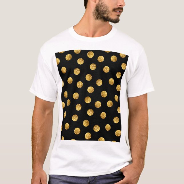 Gold Polka Dot: Sparkling Seamless. T-Shirt (Front)