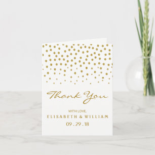 Gold Polka Dot Wedding Thank You Card