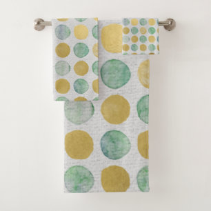 Gold Polka Dots Bath Towel Set