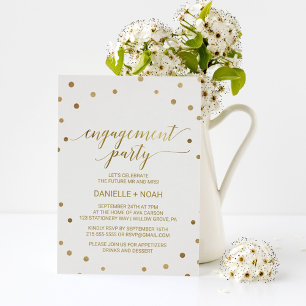 Gold Polka Dots Engagement Party Invitation