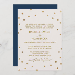 Gold Polka Dots Formal Wedding Invitation