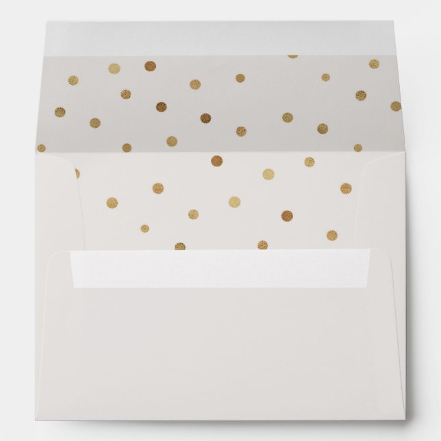 Gold Polka Dots Lined Wedding Invitation Envelopes (Back (Bottom))