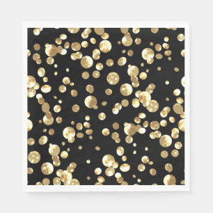 Gold polka dots on a black background . napkin