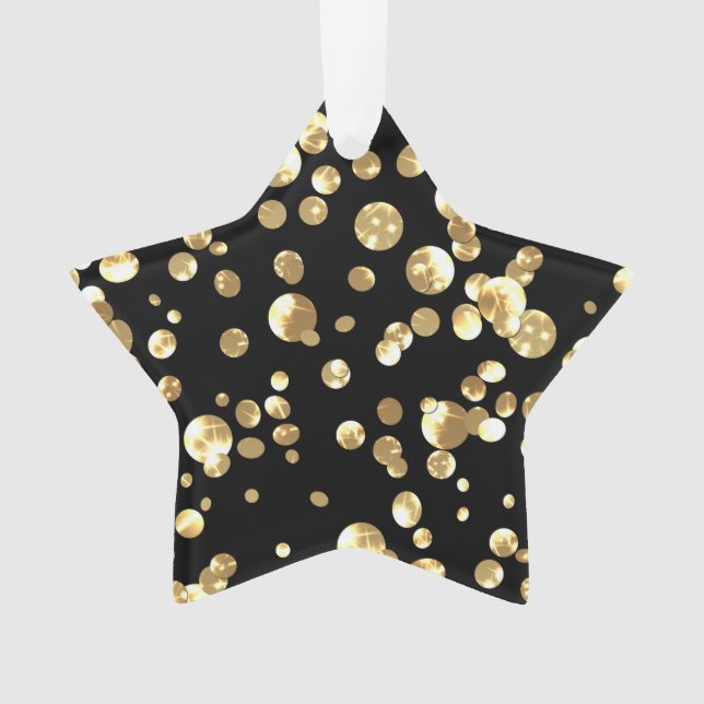 Gold polka dots on a black background . ornament (Front)