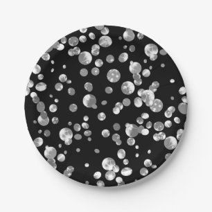 Gold polka dots on a black background. plat paper plate