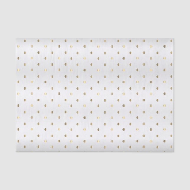 Gold Polka Dots on a White Satin Background  Tissue Paper (Front)