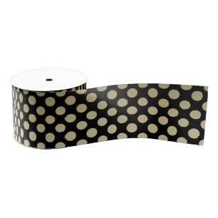 Gold Polka Dots on Black Grosgrain Ribbon