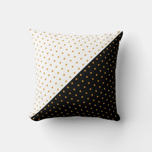Gold Polka Dots on Black & White Cushion