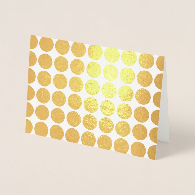 Gold Polka Dots on White Happy Birthday Foil Card (Front)