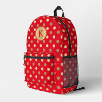 Gold polka dots pattern on red