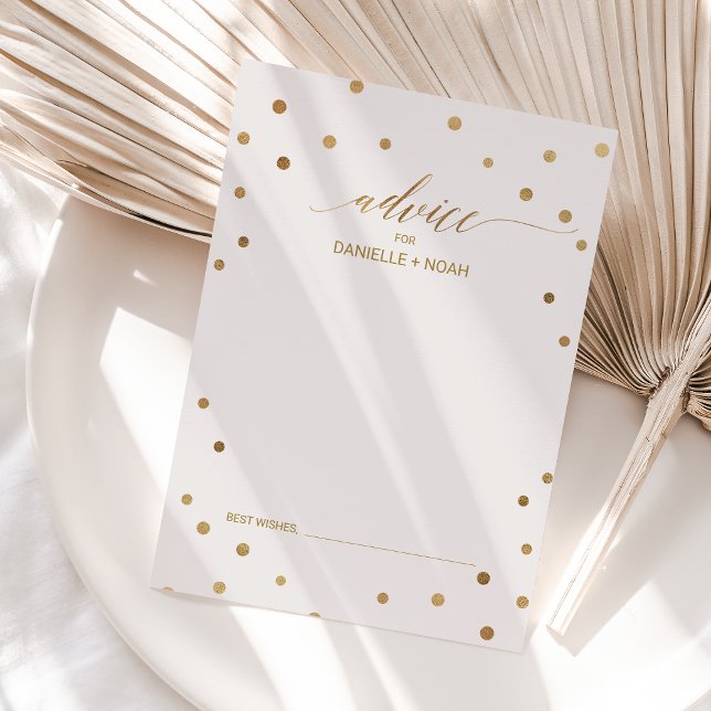Gold Polka Dots Wedding Advice Card (Creator Uploaded)
