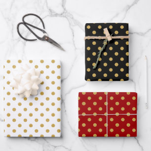 Gold polka pattern custom backgrounds wrapping paper sheet