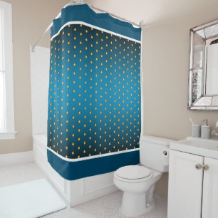 Gold Polkadots on Blue Gradient (edit your cols) Shower Curtain