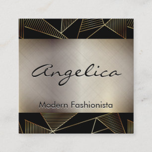 Gold Poly Pattern Gold Metallic Background Square Business Card
