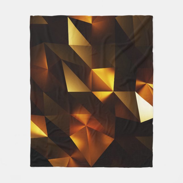 Gold Polygon: 3D Abstract Rendering Fleece Blanket (Front)