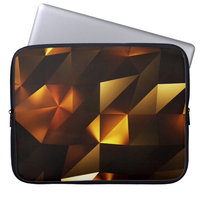 Gold Polygon: 3D Abstract Rendering Laptop Sleeve (Front)