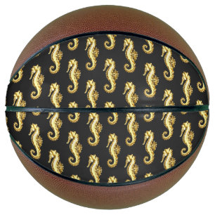 Gold Polygonal Seahorse Basketball