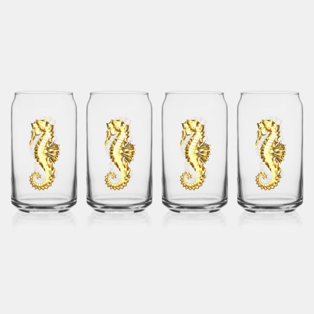 Gold Polygonal Seahorse Can Glass (Front)
