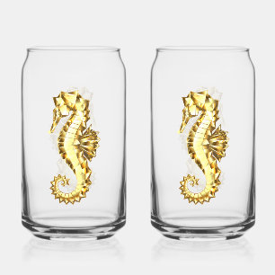 Gold Polygonal Seahorse Can Glass