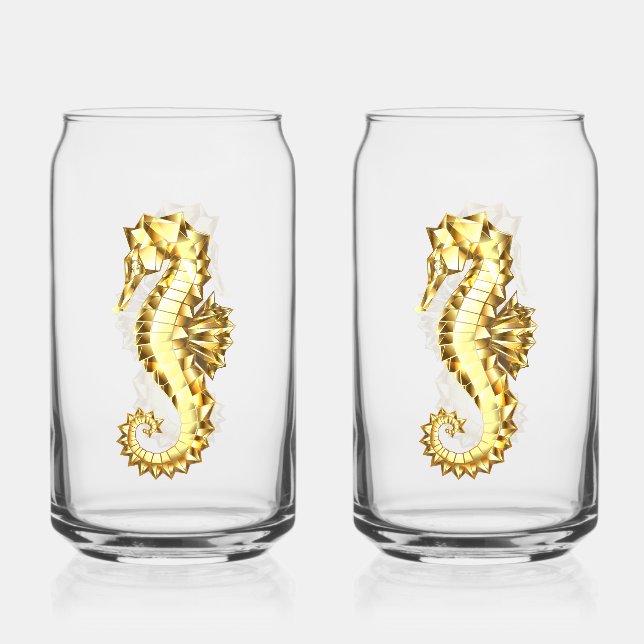 Gold Polygonal Seahorse Can Glass (Front)