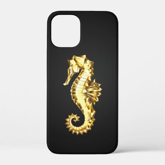 Gold Polygonal Seahorse Case-Mate iPhone Case (Back)