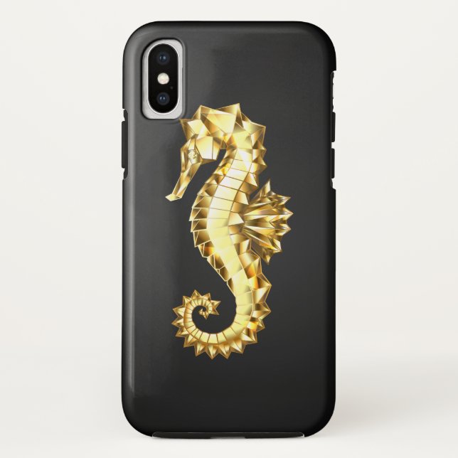 Gold Polygonal Seahorse Case-Mate iPhone Case (Back)