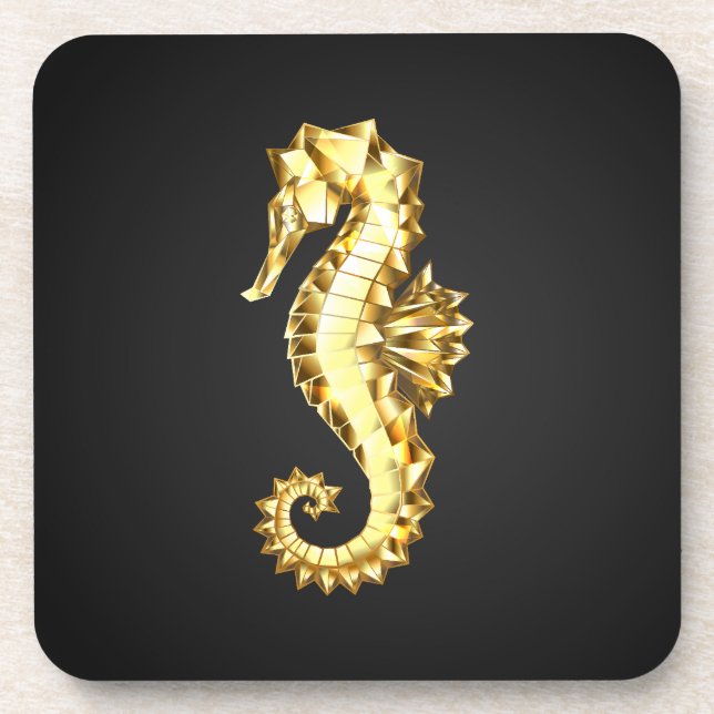 Gold Polygonal Seahorse Coaster (Front)
