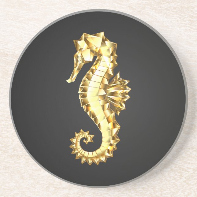 Gold Polygonal Seahorse Coaster (Front)