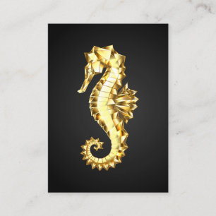 Gold Polygonal Seahorse Discount Card