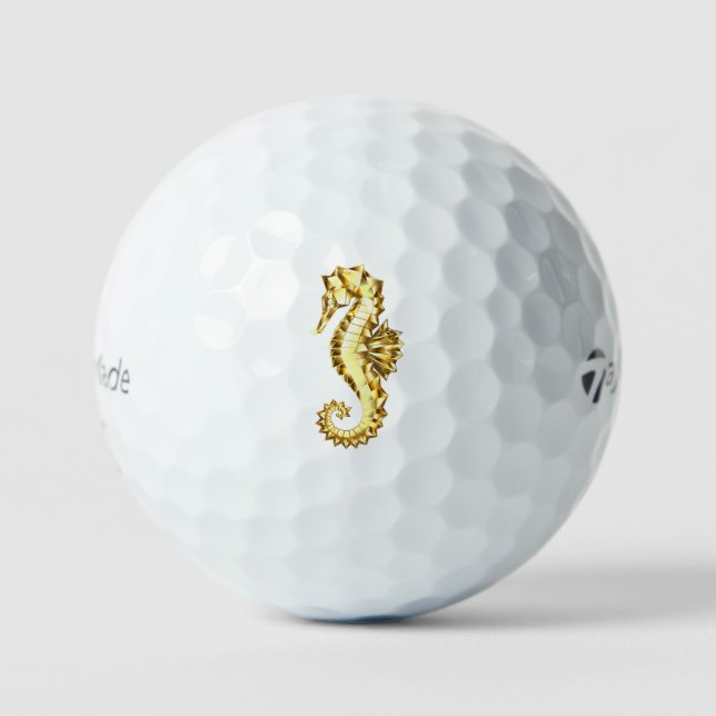 Gold Polygonal Seahorse Golf Balls (Front)