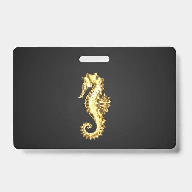 Gold Polygonal Seahorse ID Badge (Front)