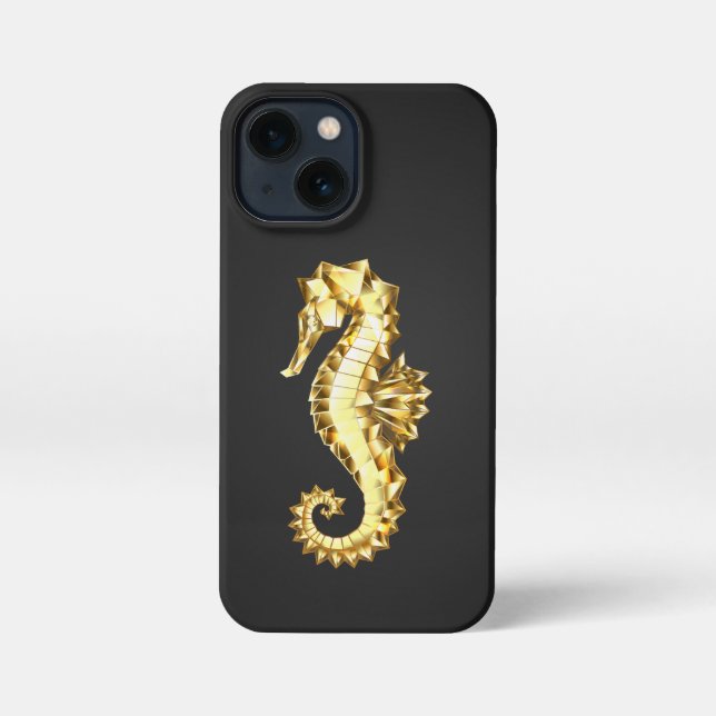 Gold Polygonal Seahorse iPhone Case (Back)