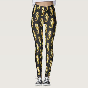 Gold Polygonal Seahorse Leggings