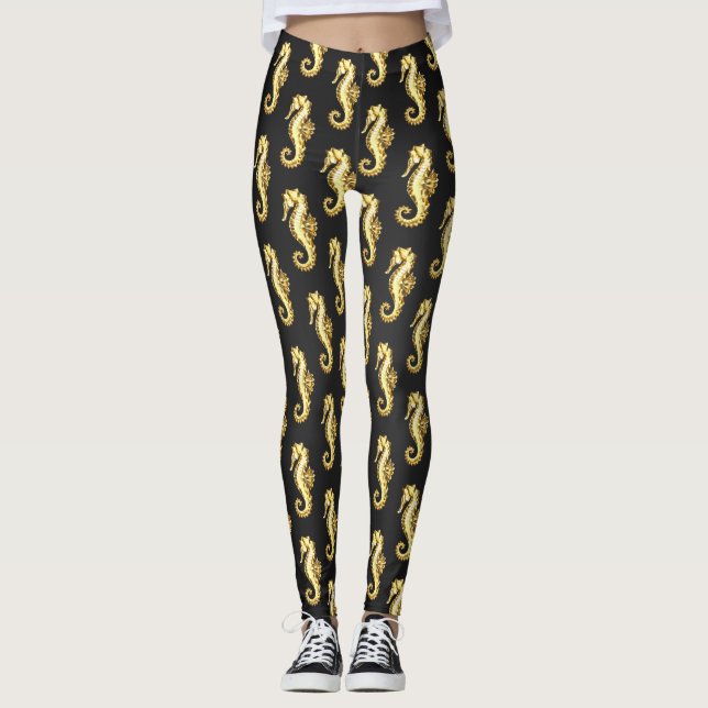 Gold Polygonal Seahorse Leggings (Front)