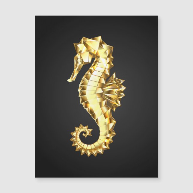 Gold Polygonal Seahorse Magnetic Invitation (Front)