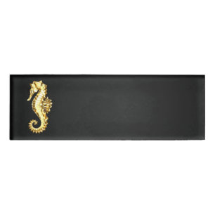 Gold Polygonal Seahorse Name Tag