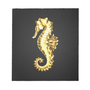 Gold Polygonal Seahorse Notepad